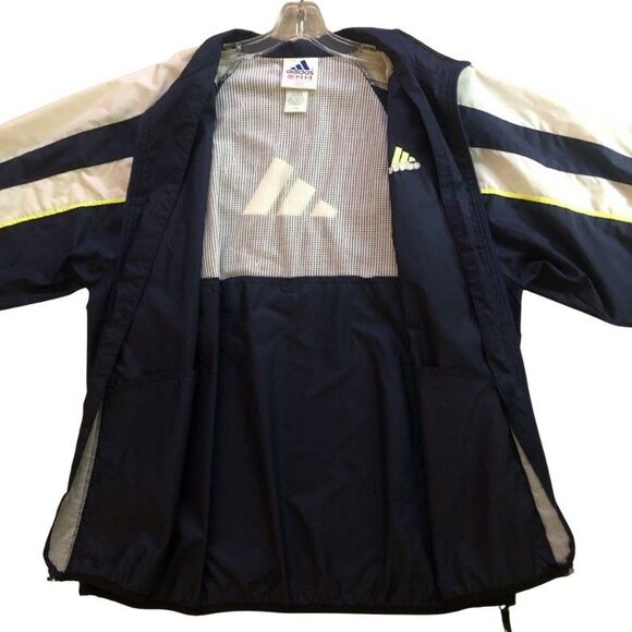 Adidas 3 Stripe Full Zip Windbreaker Jacket Mens Size XL Wooshing 90s VTG Neon - Picture 12 of 16